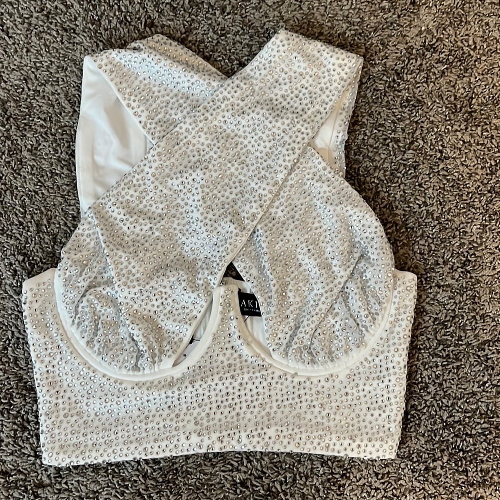 bedazzled criss cross top